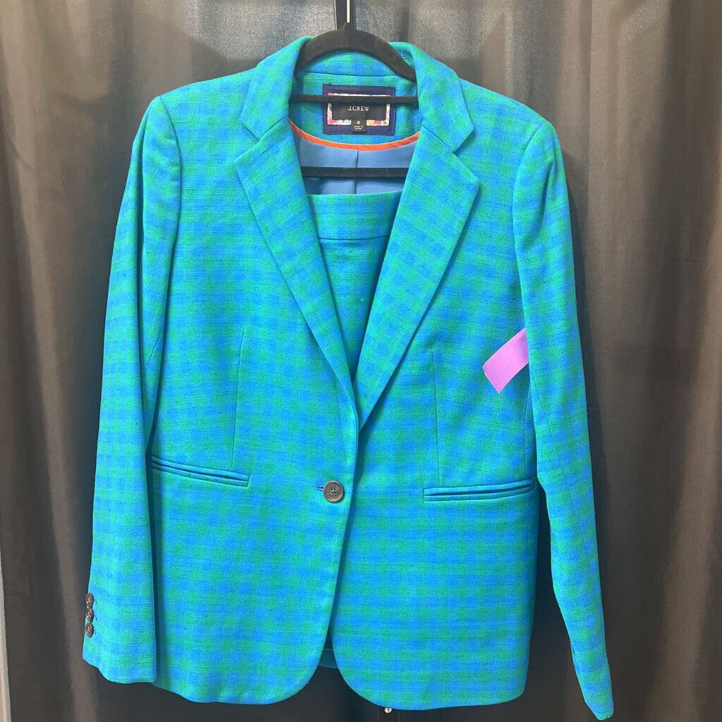 J Crew 2pc Jacket Skirt Check SUITS 6