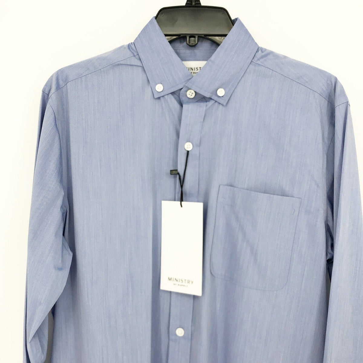 MINISTRY OF SUPPLY Men's Gemini Woven Dress Shirt XXL Slim Solid Blue