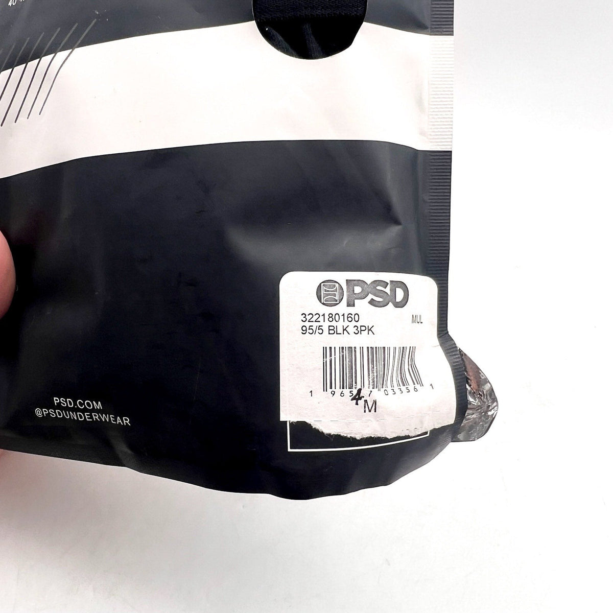 PSD Men's 3 Pack Classic Cotton Stretch Boxer Briefs Medium Black NWT