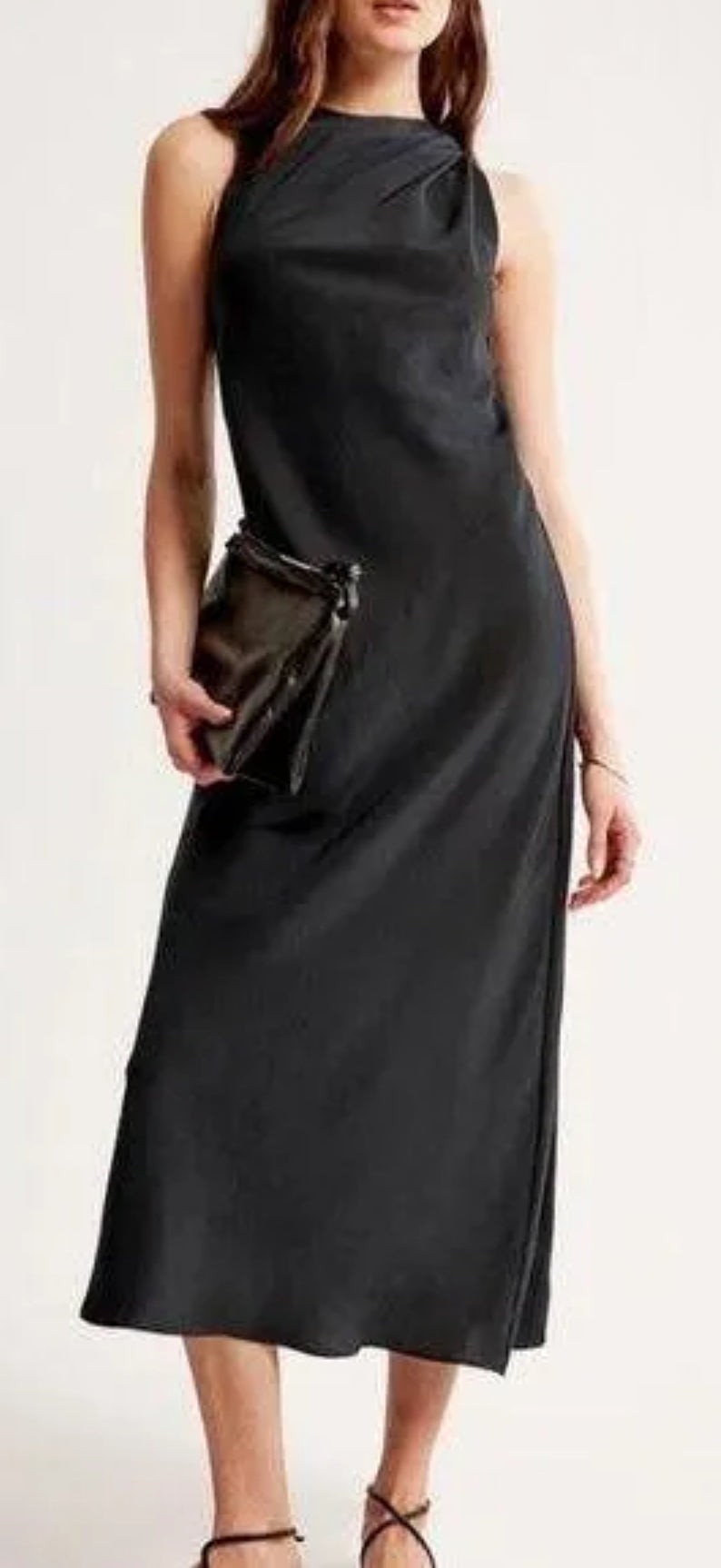 Abercrombie High Neck Gathered Midi Dress (XXS)
