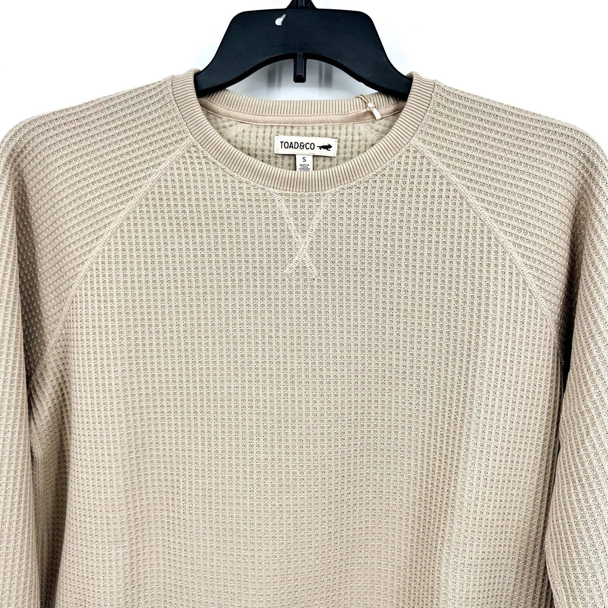 TOAD & CO Womens Bitterroot Sweatshirt Small Twine Beige Waffle Long Sleeve NWT