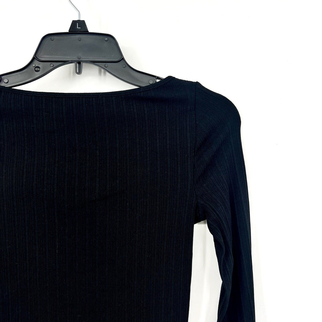 MADEWELL Women's Boat Neck Rib Top XS Jet BlackLong Sleeve NS805 NWT