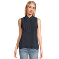 NIC + ZOE Women's Falling Chiffon Top Medium Navy Blue Sleeveless NWT