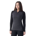 SMARTWOOL Womens Thermal Merino Base Layer 1/2 Zip Hoodie Large Black Gray NWT