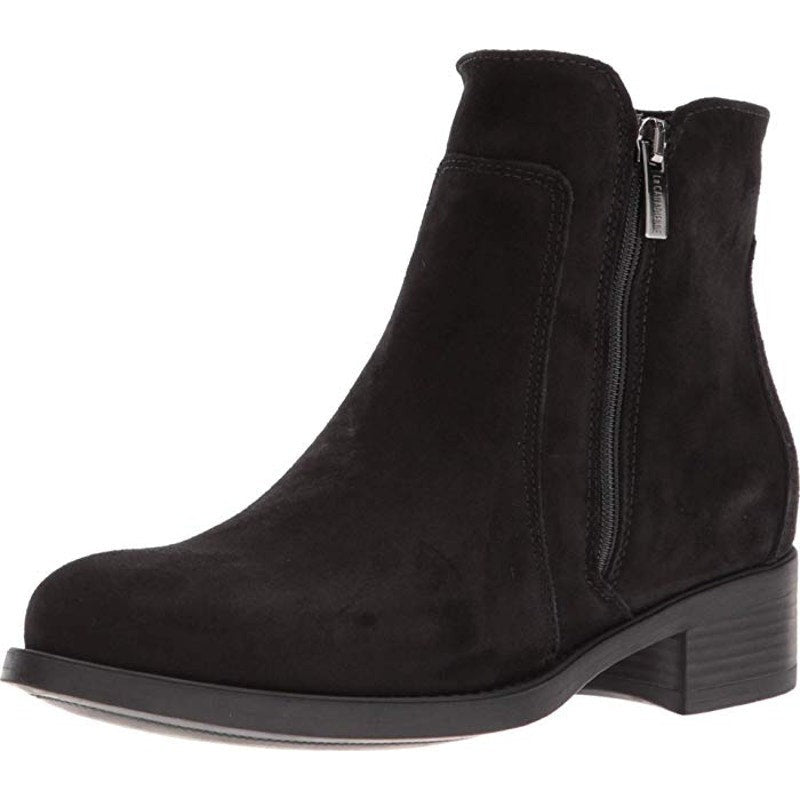 La Canadienne Womens Saria Booties Size 6.5 Black Suede Waterproof Dual Zip NWOB