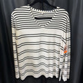Lafayette 148 Thin Stripe V Neck SWEATERS M