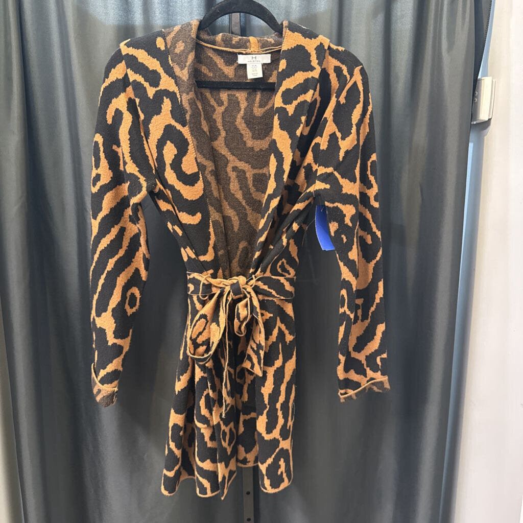H by Halston Hooded Animal Print w/Belt SWEATERS Medium