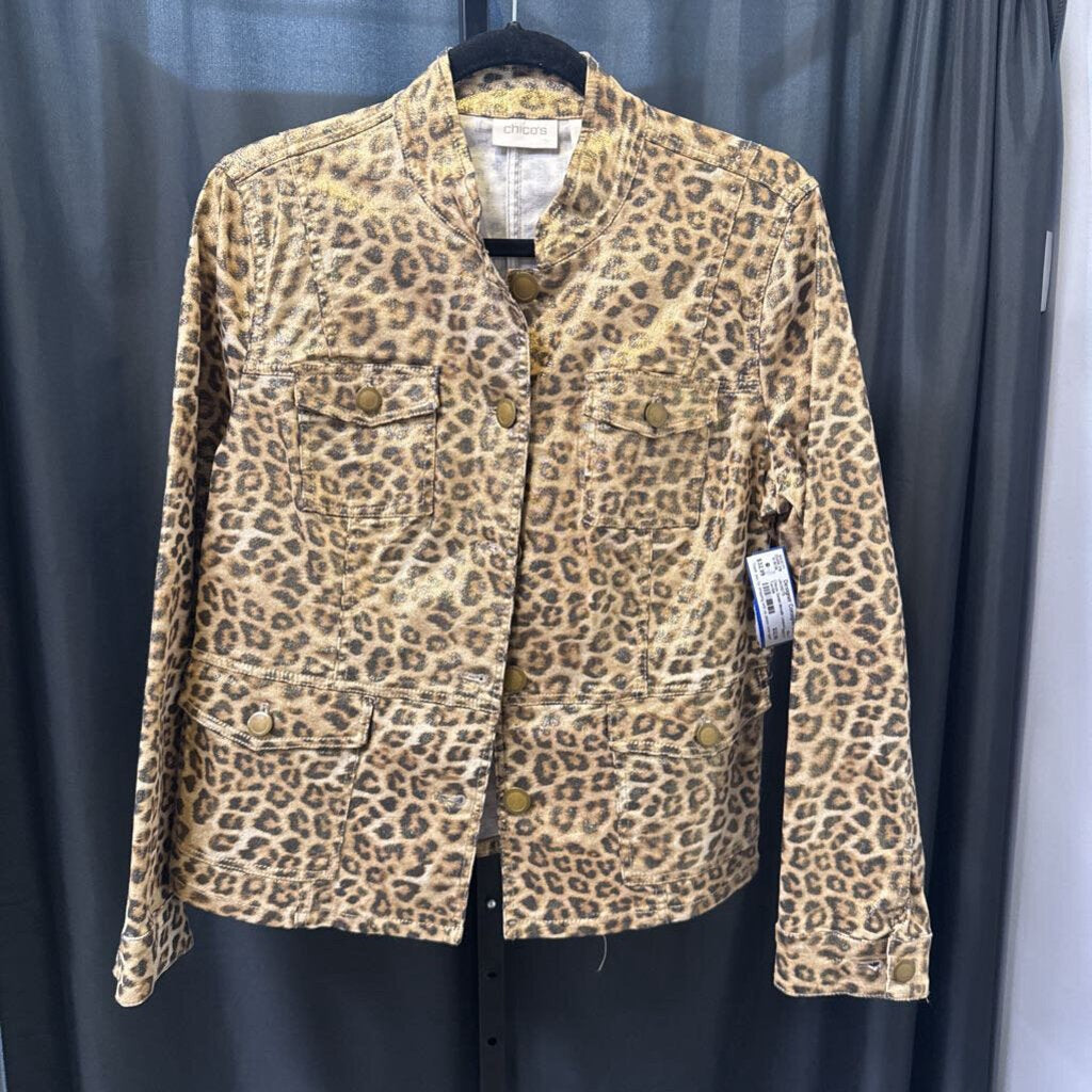 Chicos Denim Metallic Leopard JACKETS 1