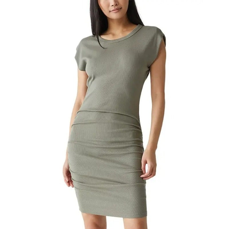 MICHAEL STARS Womens Ricci Tee Dress Small Olive Green Short Sleeve NWT