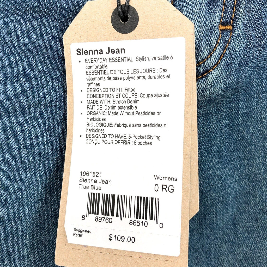 PRANA Womens Sienna Mid Rise Skinny Jeans 25x31 US 0 True Blue Stretch Denim NWT