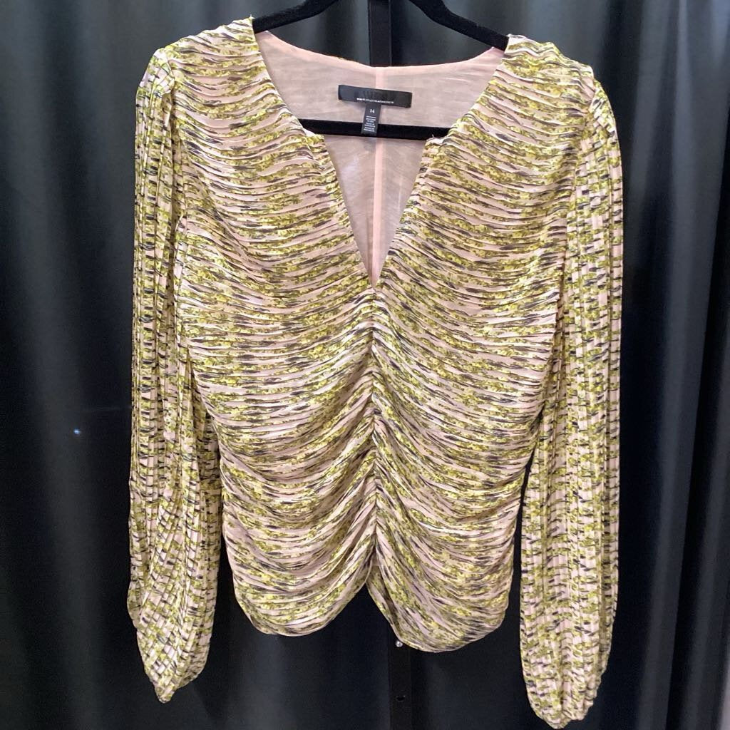 WHBM Rouched Pleated Sleeve TOPS 14