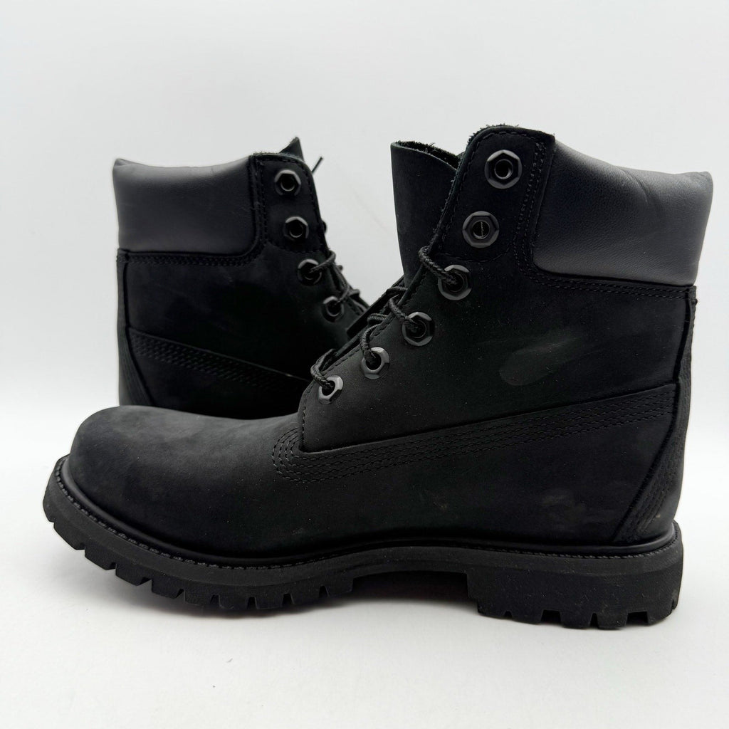 Timberland Premium Womens 6" Ankle Boots Size 6.5 Black Nubuck Leather WP NIB