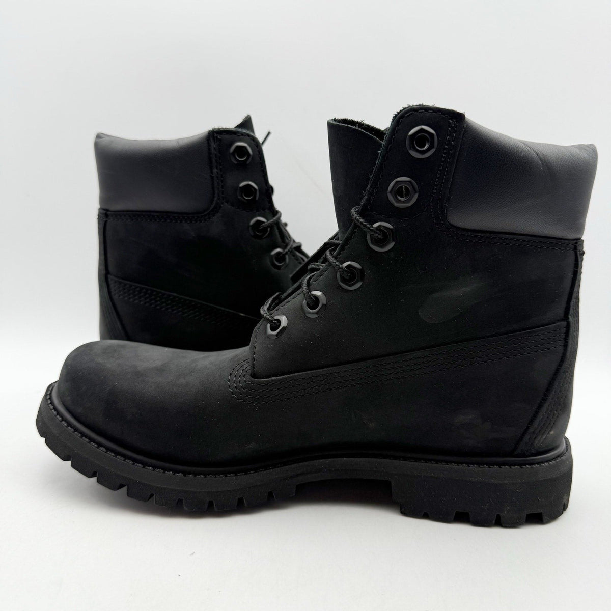 Timberland Premium Womens 6" Ankle Boots Size 6.5 Black Nubuck Leather WP NIB