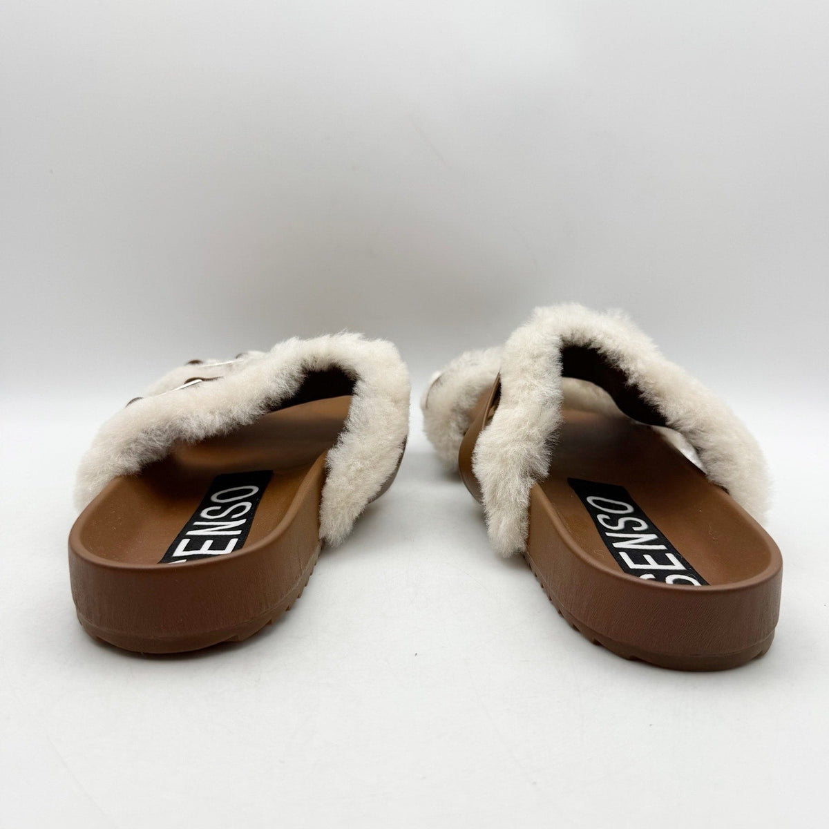 Senso Womens Dalley Slide Sandals EU 42 US 12 M Brown Leather Shearling NWOB