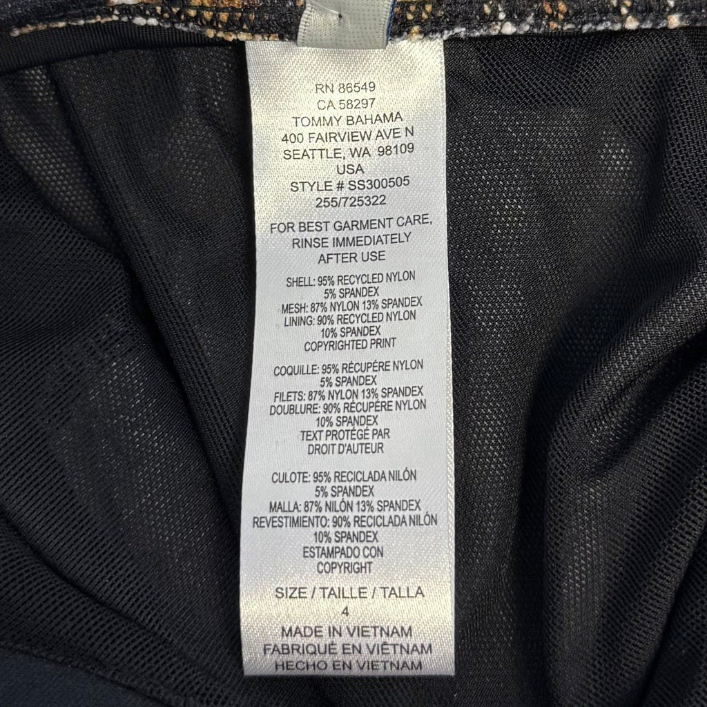 TOMMY BAHAMA Women's Island Cays Leopard One-Piece Swimsuit Size 4 Black Tan NWT