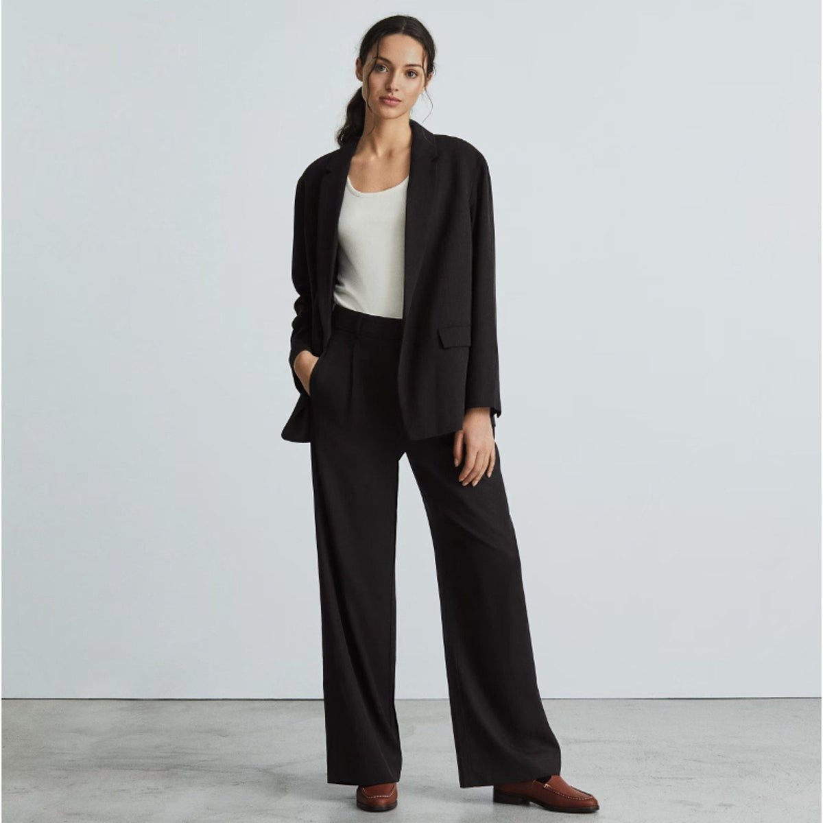 Everlane Womens The Way-High Drape Pant Size 2 Black 31" Inseam Pleated NWT