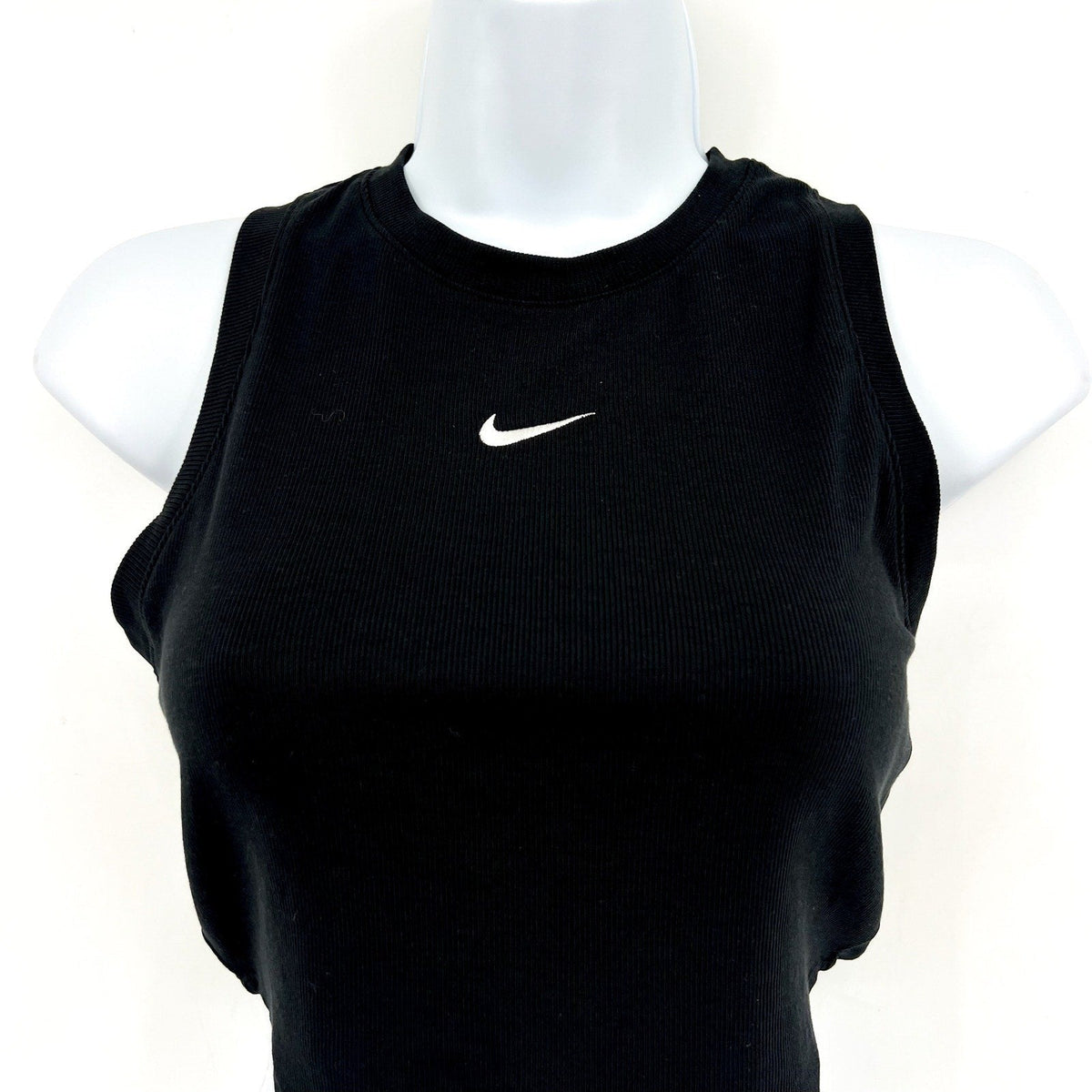 NIKE Sportswear Chill Knit Tight Cropped Mini-Rib Tank Top XS Black NWT