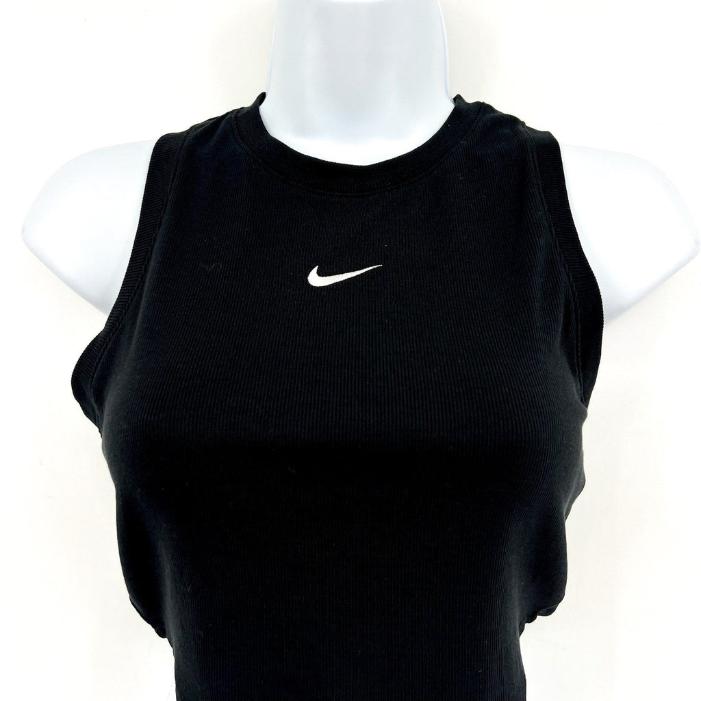 NIKE Sportswear Chill Knit Tight Cropped Mini-Rib Tank Top XS Black NWT