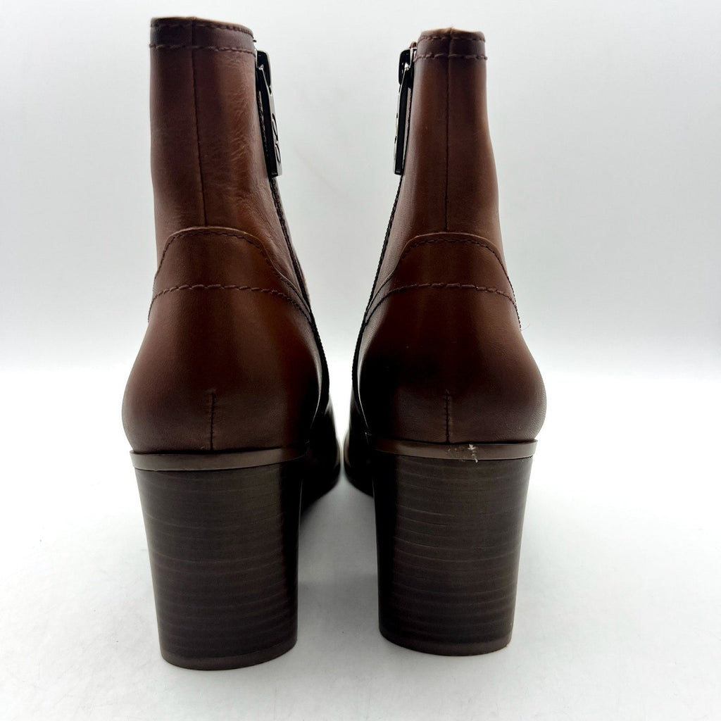 Naturalizer Kalina Ankle Bootie Size 7 Wide EU 37 Cider Spice Brown Leather NIB