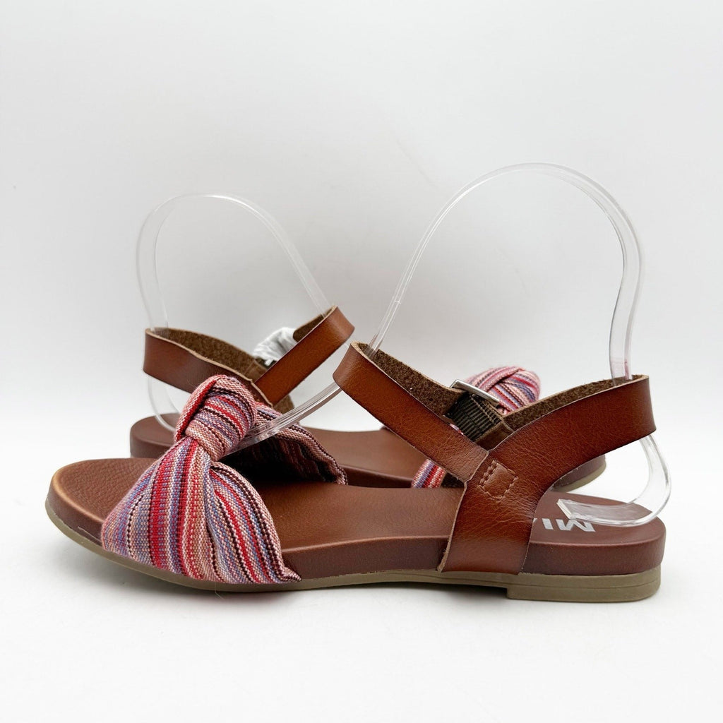 MIA Womens Addilynn Sandal US 6 Wide Brown Multicolor Knotted Fabric Front NWOB