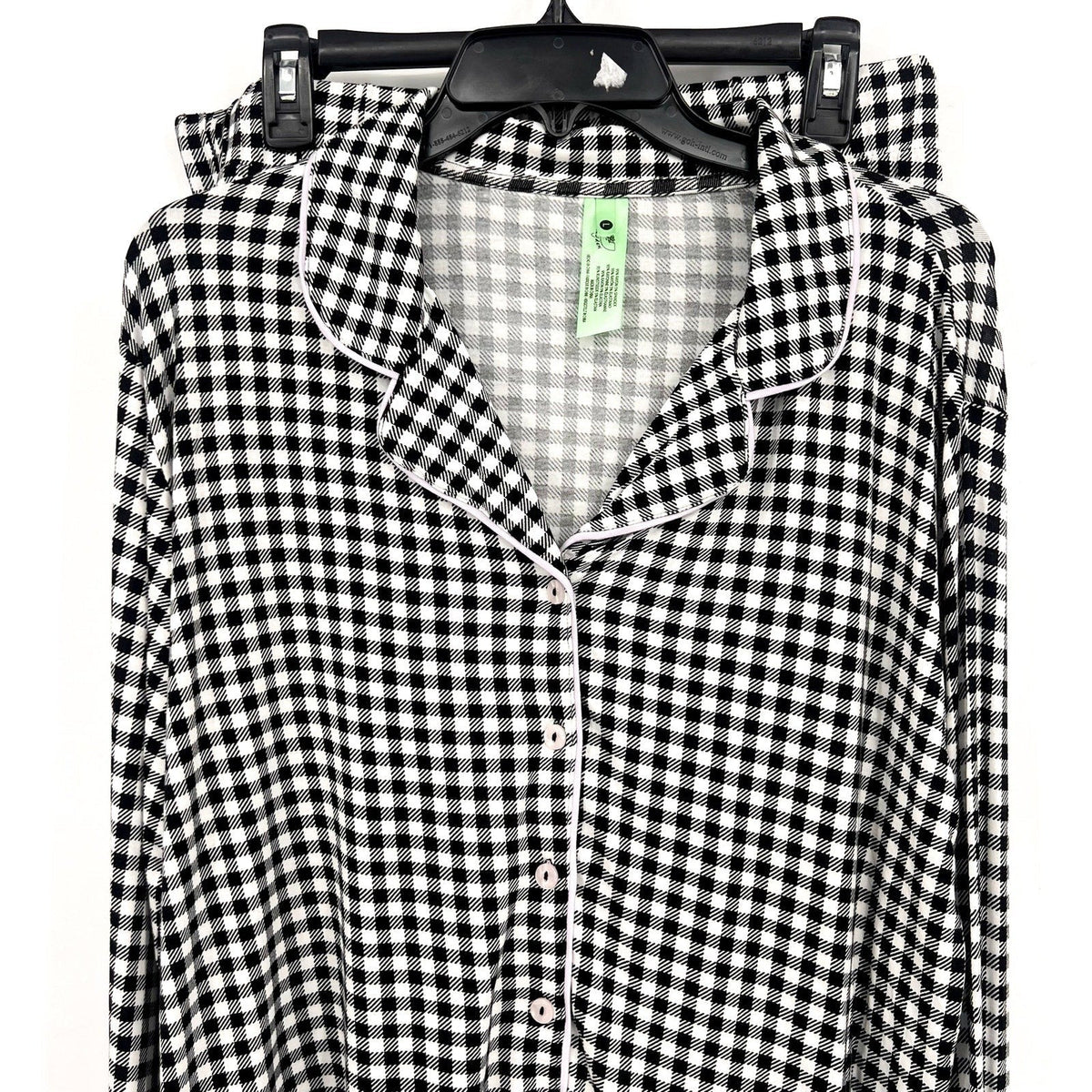 HONEYDEW Womens All American Long Sleeve Top Pants Pajamas Large Black White NWT