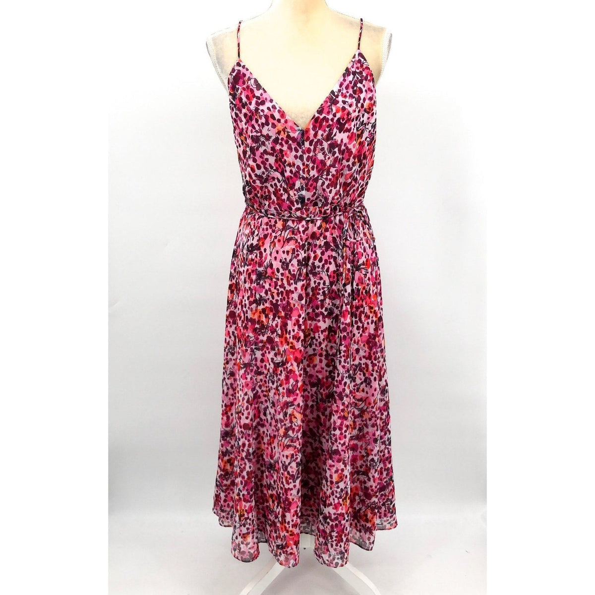 REISS Women's Pippa Floral Printed Midi Dress Size 12 Pink Sleeveless NWT