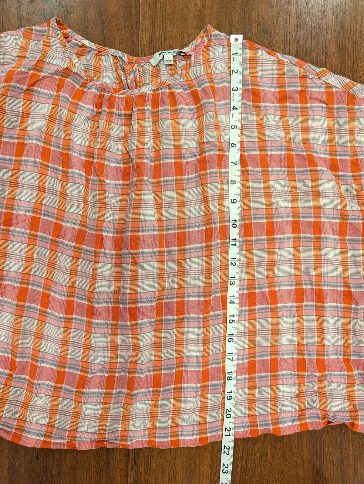 Madewell Cotton Plaid Top Shirt - M