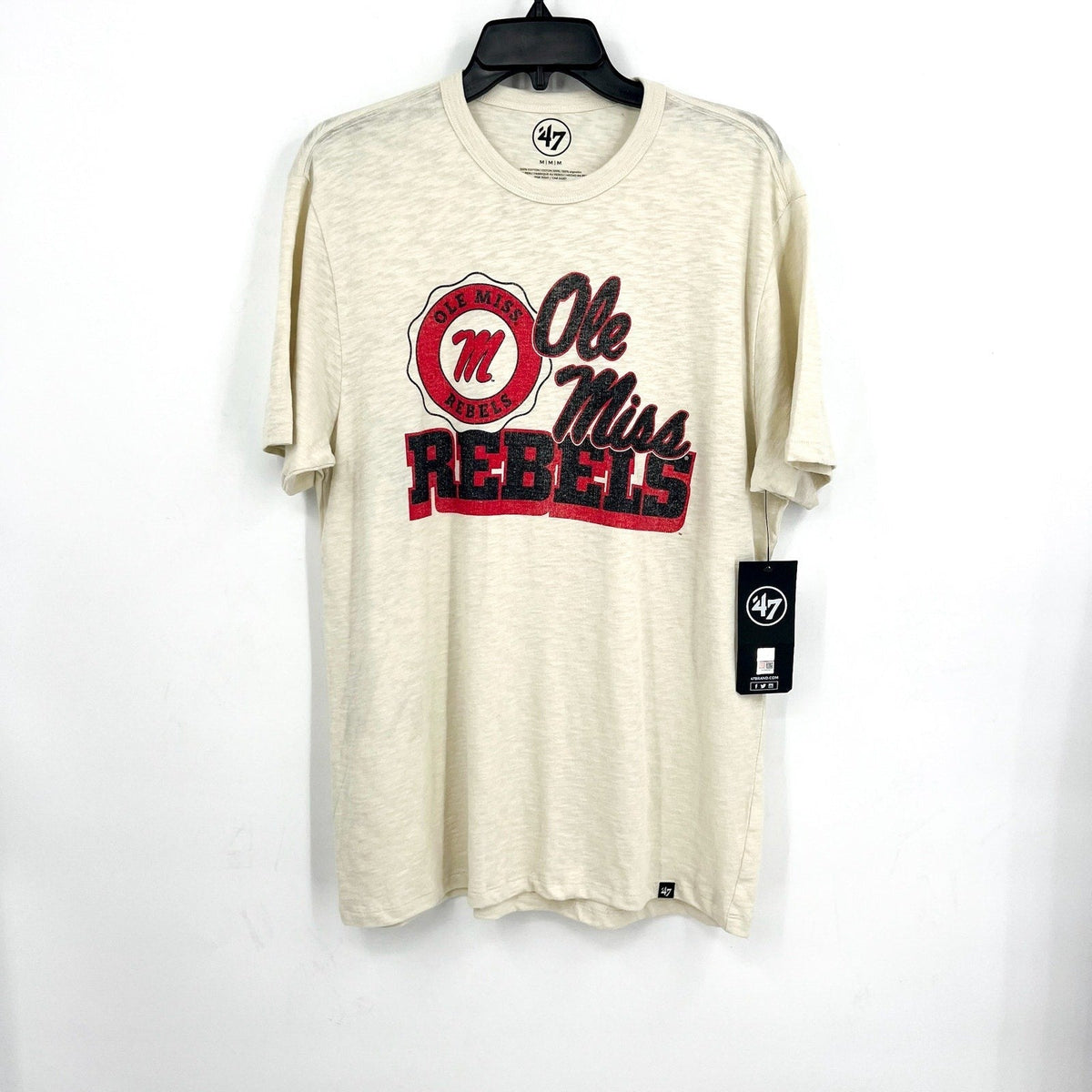 47 BRAND University of Mississippi Bottom Line Scrum Tee Medium Khaki NWT