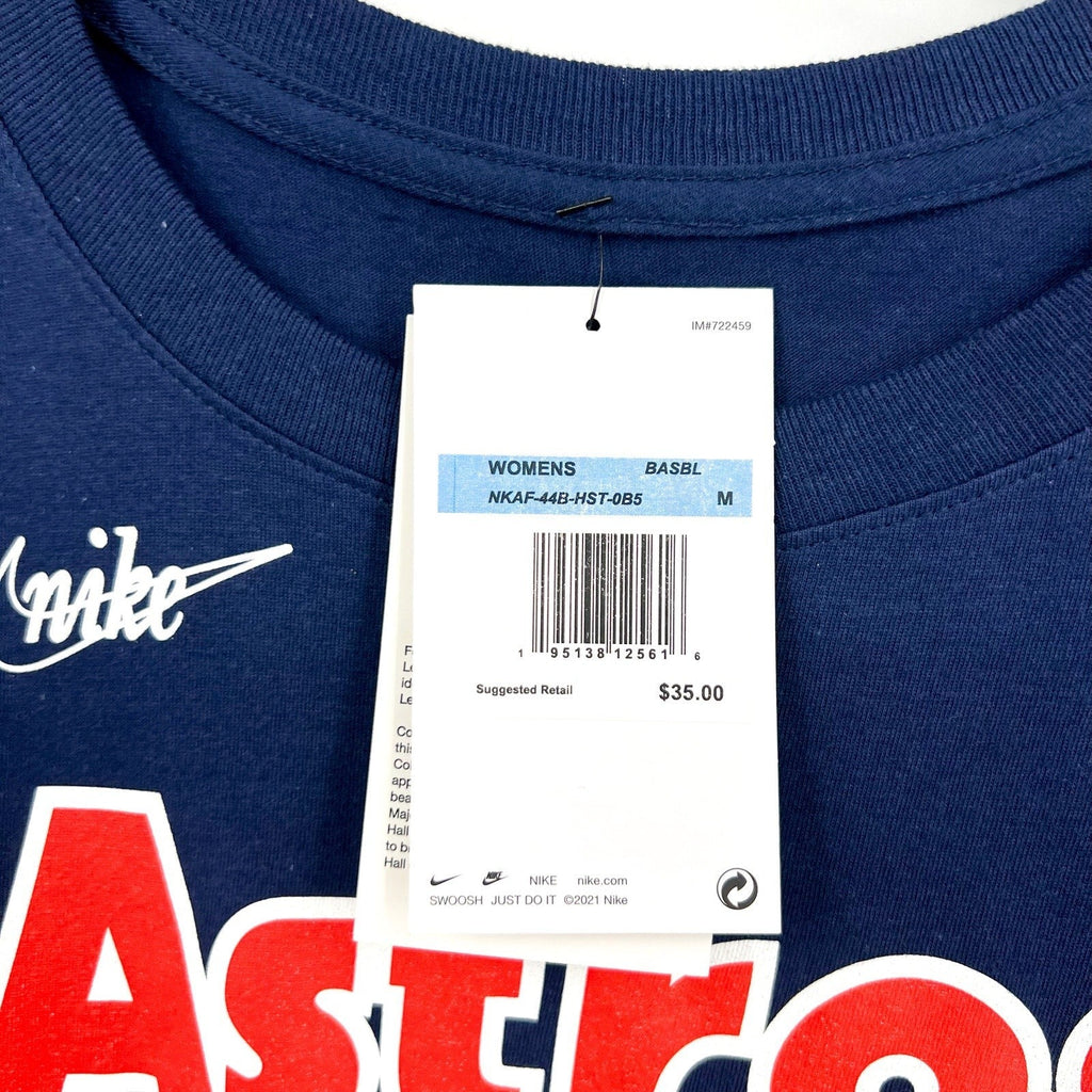 NIKE Women Houston Astros Tee Medium Navy Blue Cooperstown Wordmark NWT