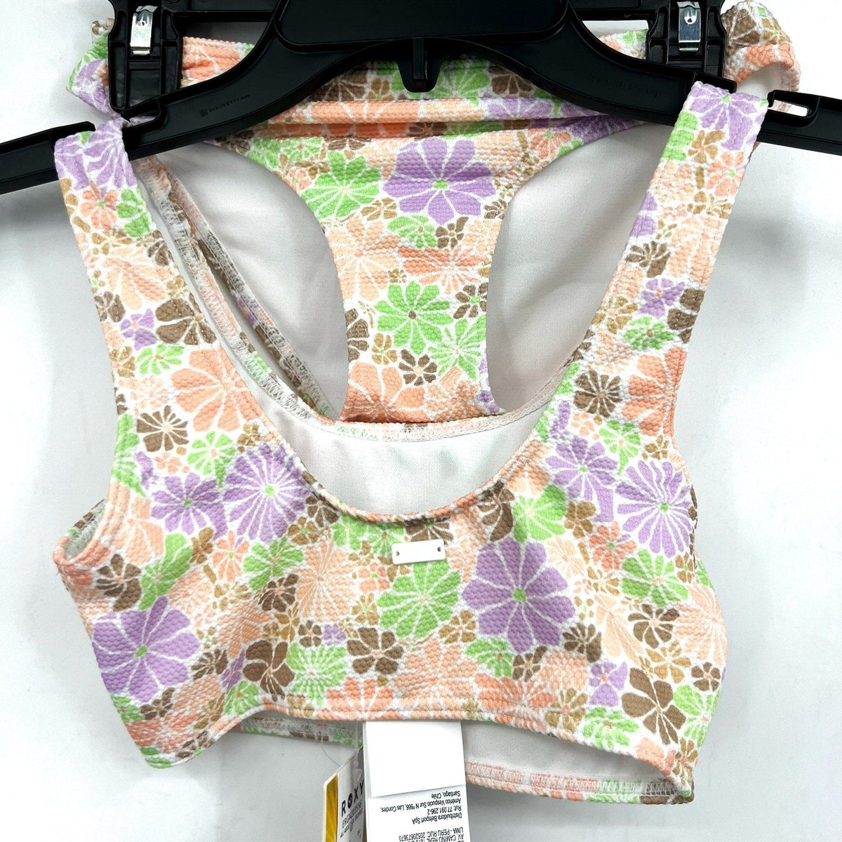 ROXY Girl's All About Sol Cropped Bikini Set Size 16 Pink Pastel Floral NWT