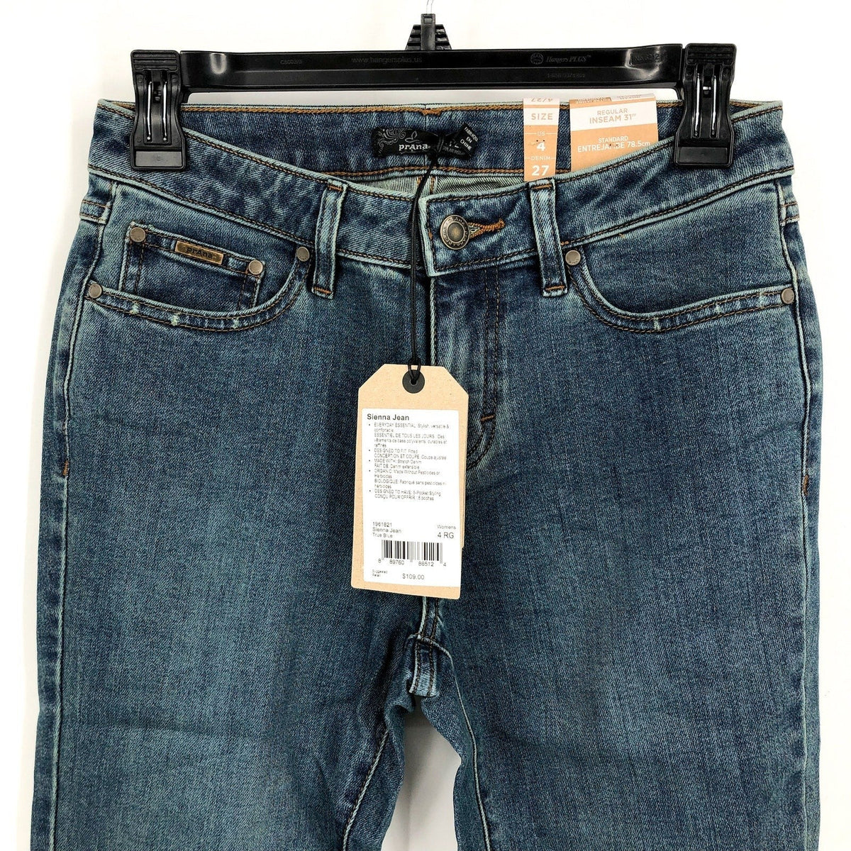 PRANA Womens Sienna Mid Rise Skinny Jeans 27x31 US 4 True Blue Stretch Denim NWT