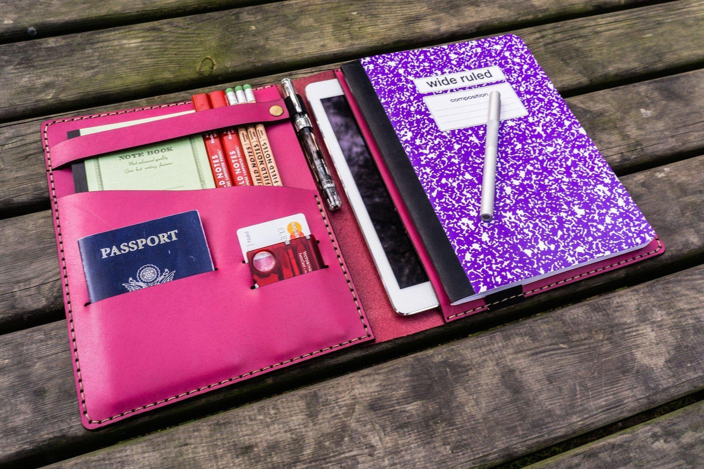 Leather Leuchtturm1917 B5 Notebook & iPad Air/Pro Cover - Pink