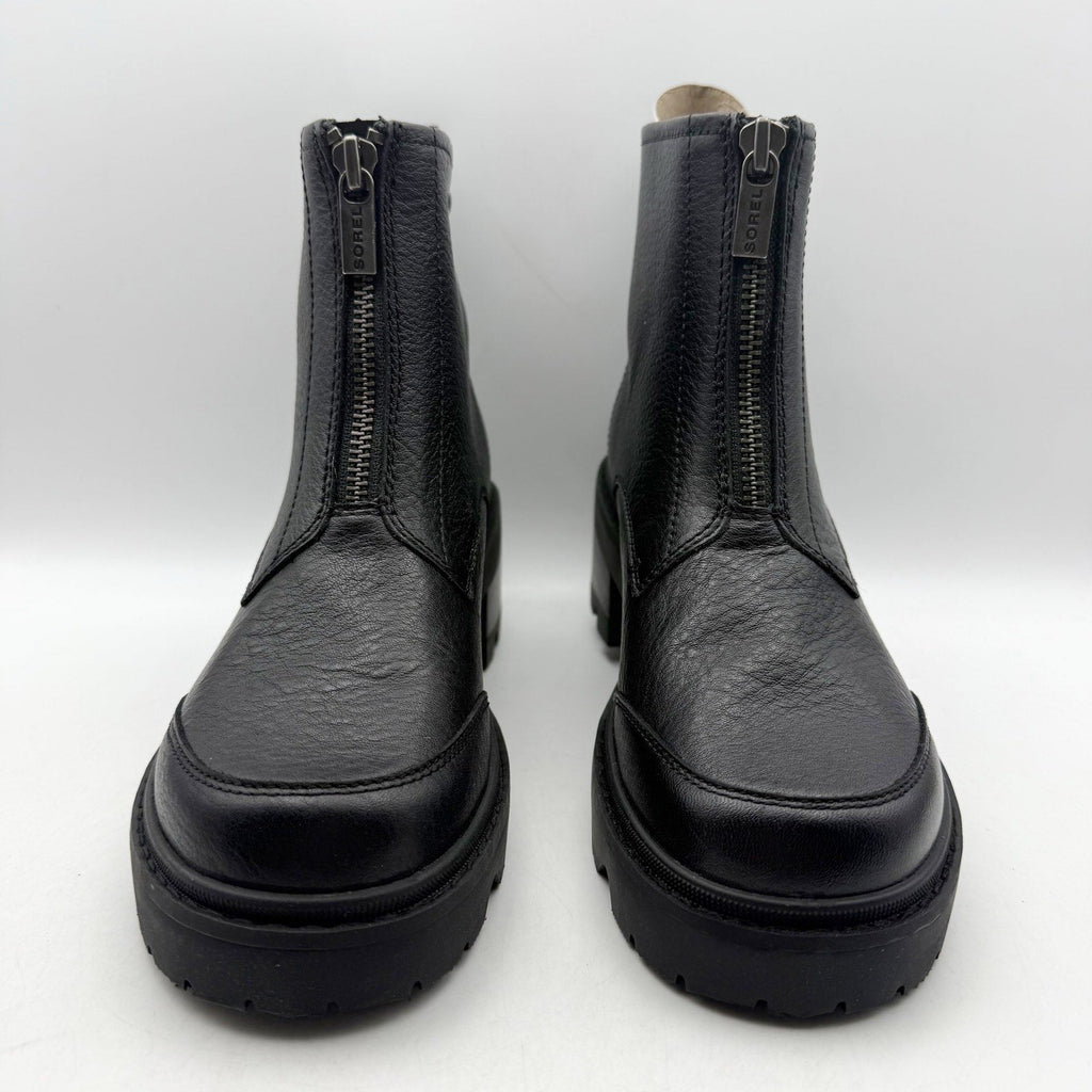 Sorel Womens Joan Now Zip Ankle Bootie Size 9 EU 40 Black Leather Waterproof NIB