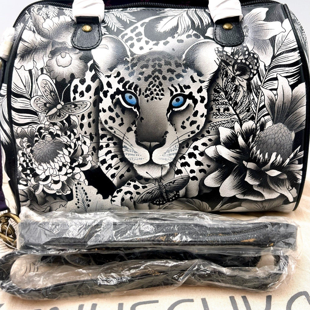 ANUSCHKA Women's Zip Around Classic Satchel Cleopatra’s Leopard Leather NWT