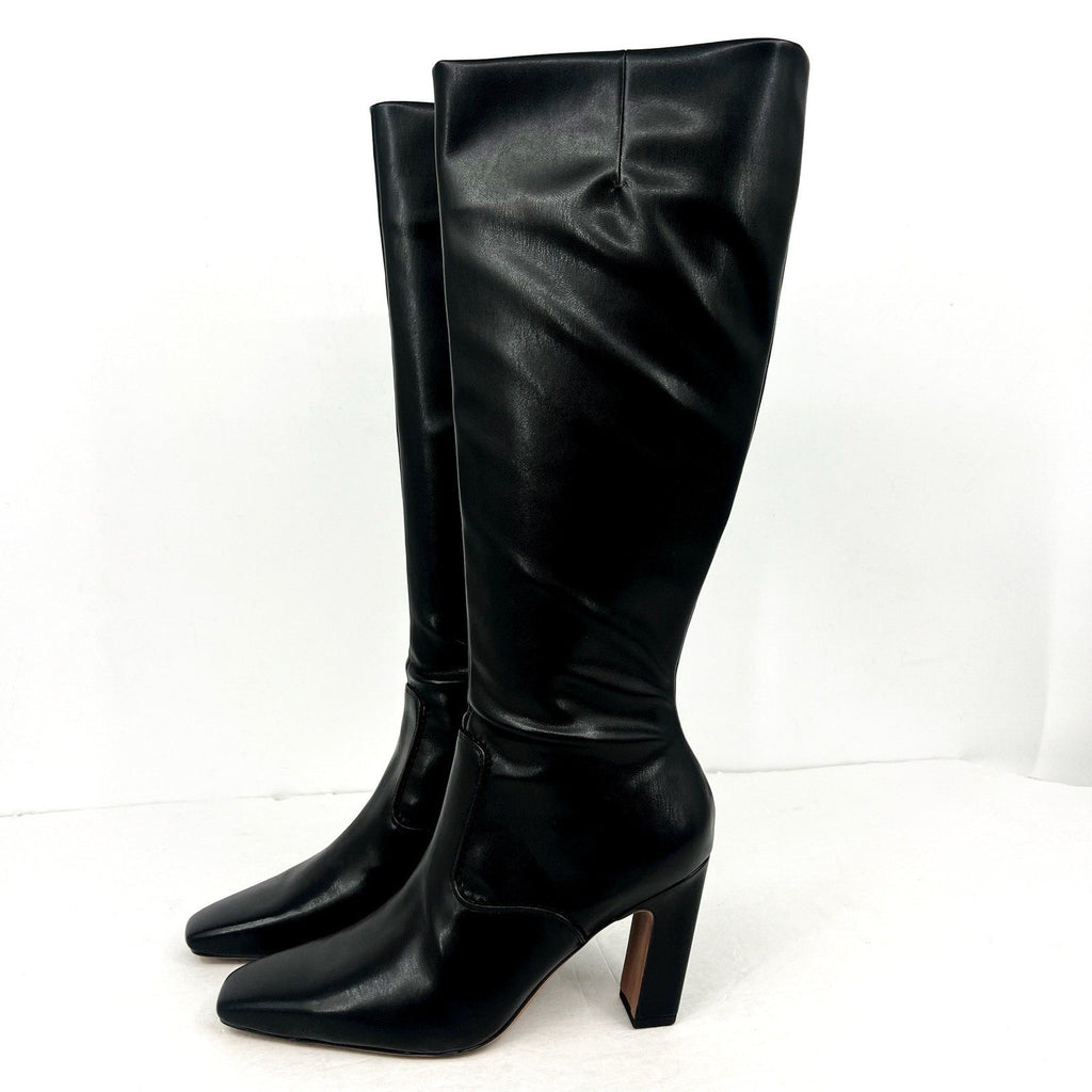 Franco Sarto Womens Bowman Knee High Boots Size 9M Black Faux Leather NWOB