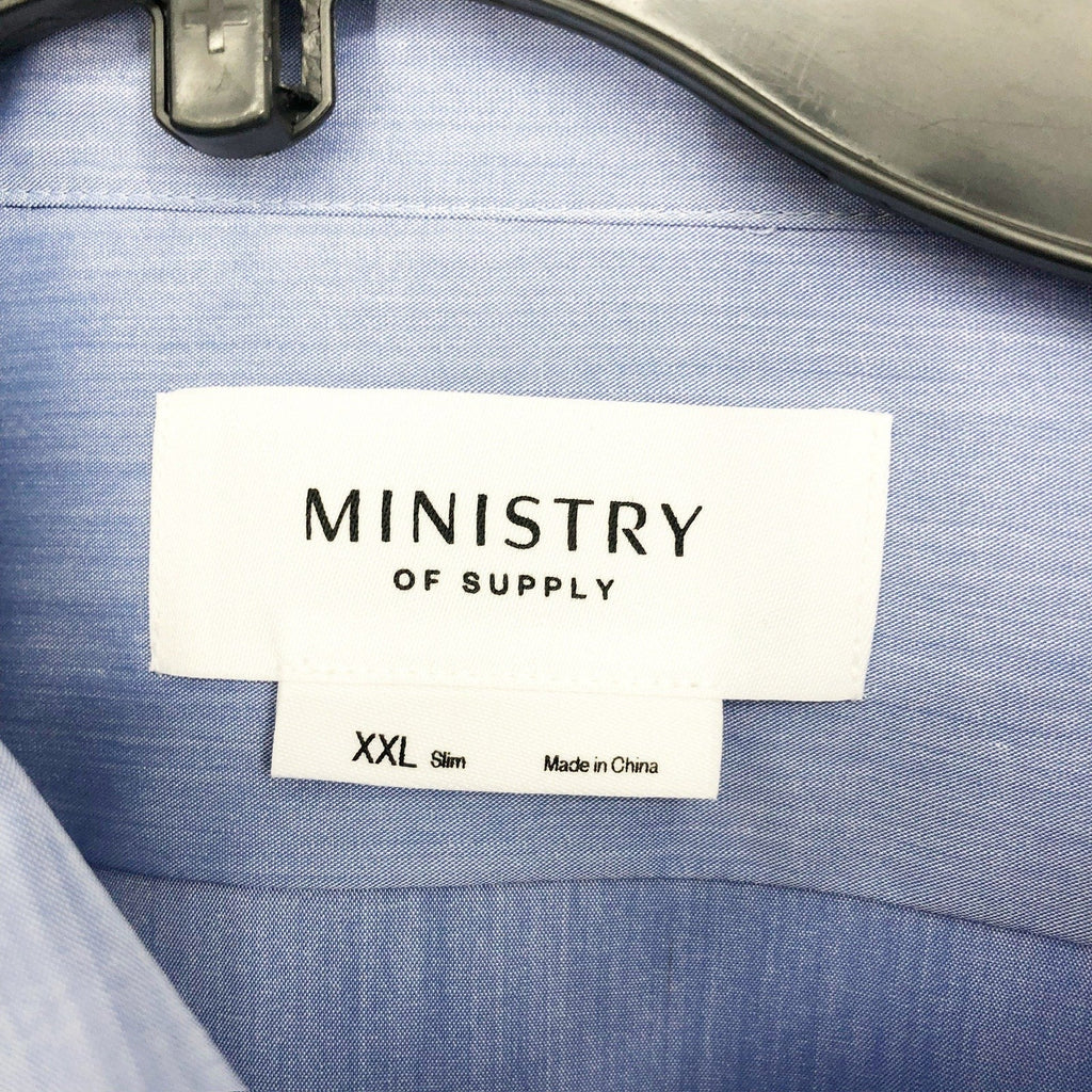 MINISTRY OF SUPPLY Men's Gemini Woven Dress Shirt XXL Slim Solid Blue