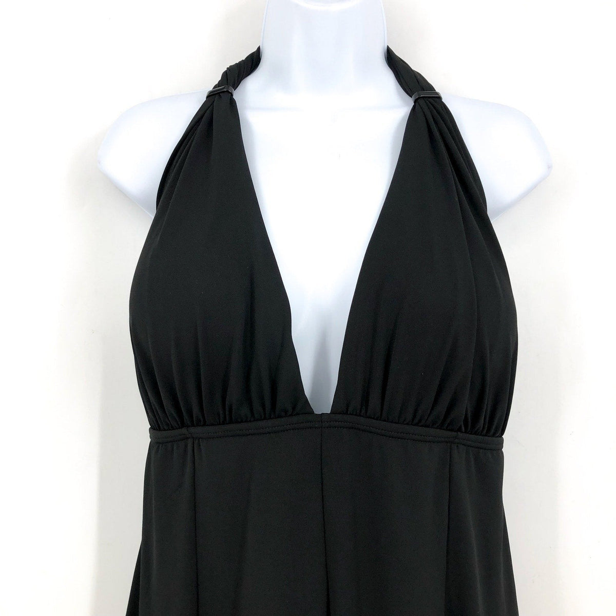 COCO REEF CONTOURS Athena Draped Halter Swim Dress 16-40C/D Black Heritage NWT
