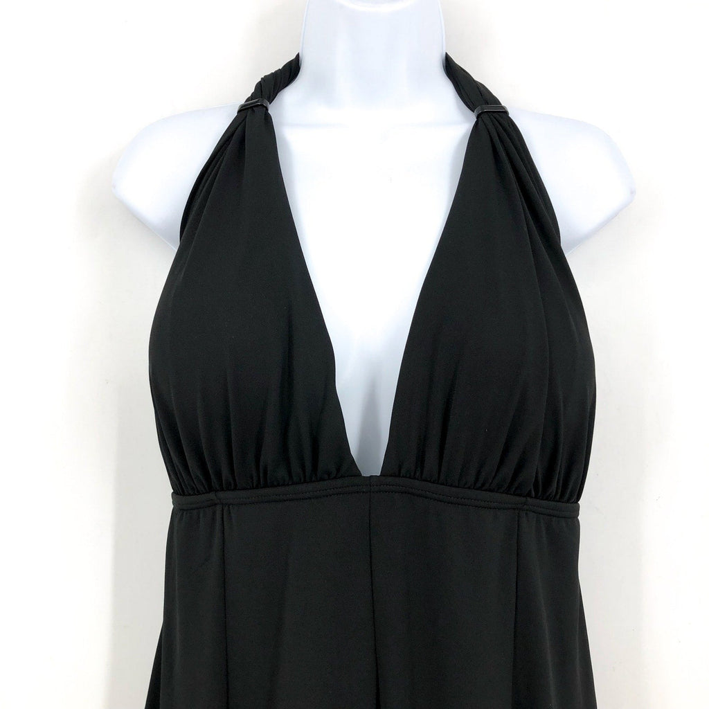 COCO REEF CONTOURS Athena Draped Halter Swim Dress 16-40C/D Black Heritage NWT