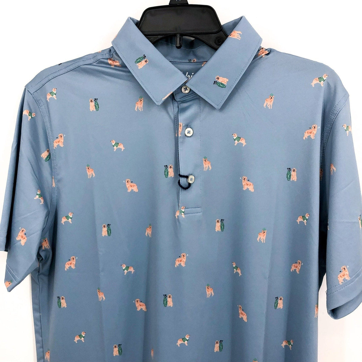 CHUBBIES Mens Performance Polo Small Light Blue Barkin' Up The Wrong Tree NWT