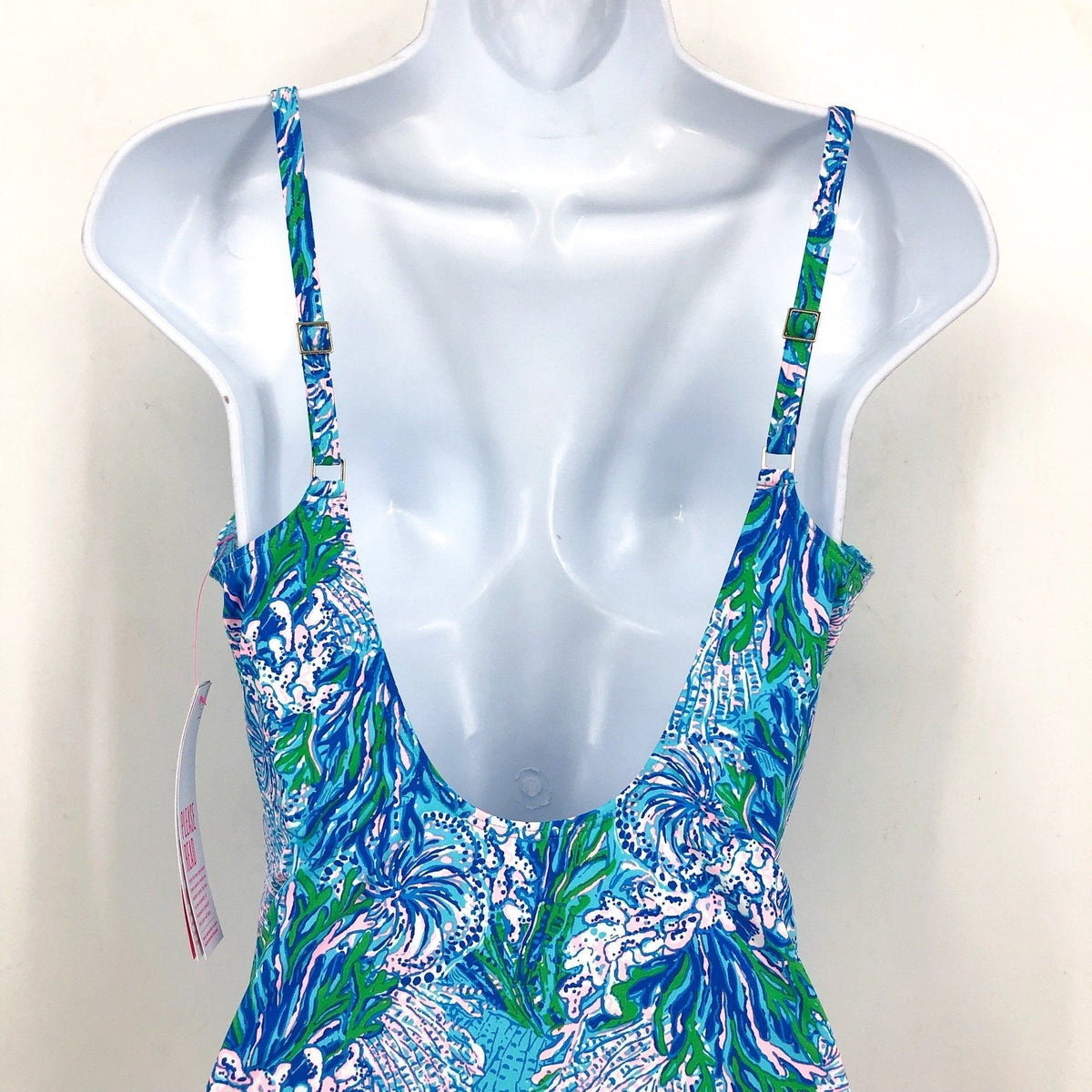 LILLY PULITZER Brin Scoopneck One-Piece Swimsuit Size 14 Blue Las Olas Aqua NWT