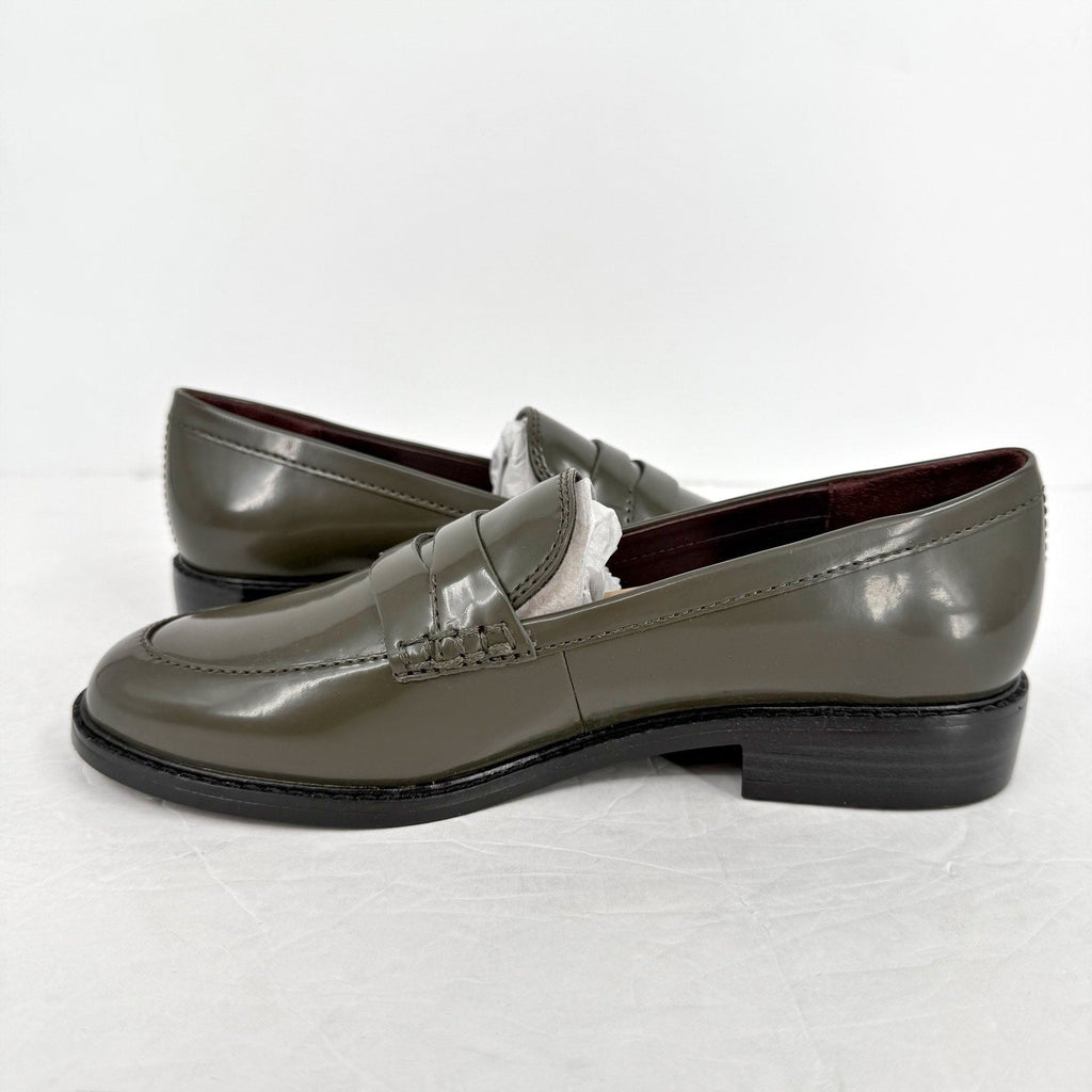 Franco Sarto Womens Alora Penny Loafers Size 6.5 M Green Vegan Patent NIB