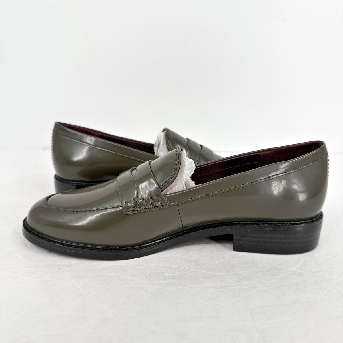Franco Sarto Womens Alora Penny Loafers Size 6.5 M Green Vegan Patent NIB