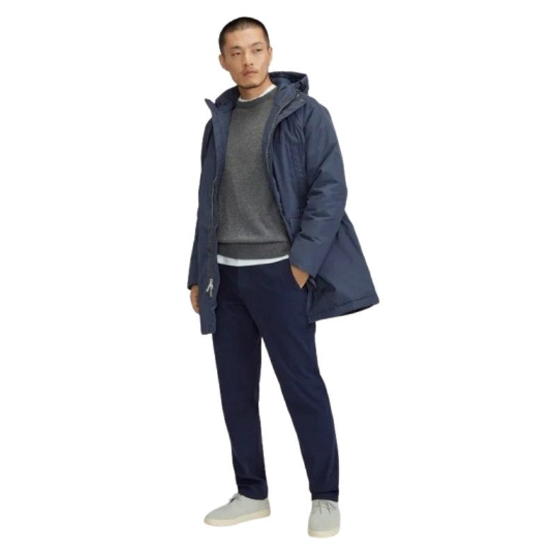 EVERLANE Men's The ReNew Long Parka Jacket Medium Navy Blue Hooded NWOT