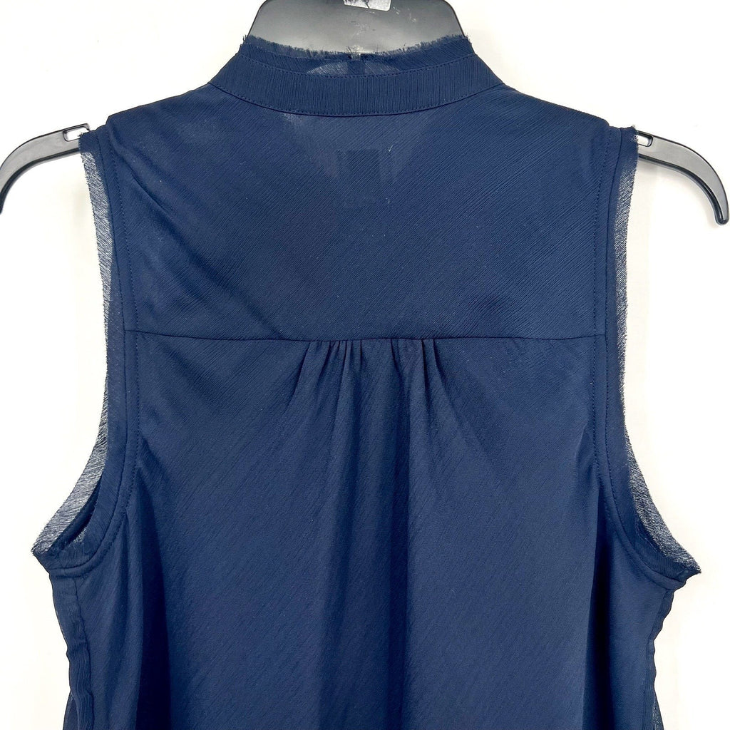 NIC + ZOE Women's Falling Chiffon Top Medium Navy Blue Sleeveless NWT