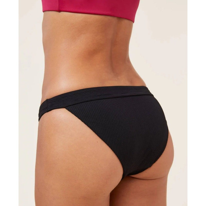 ANDIE SWIM Women's The Banded Cheeky Bikini Bottom Size XXL Black Ribbed