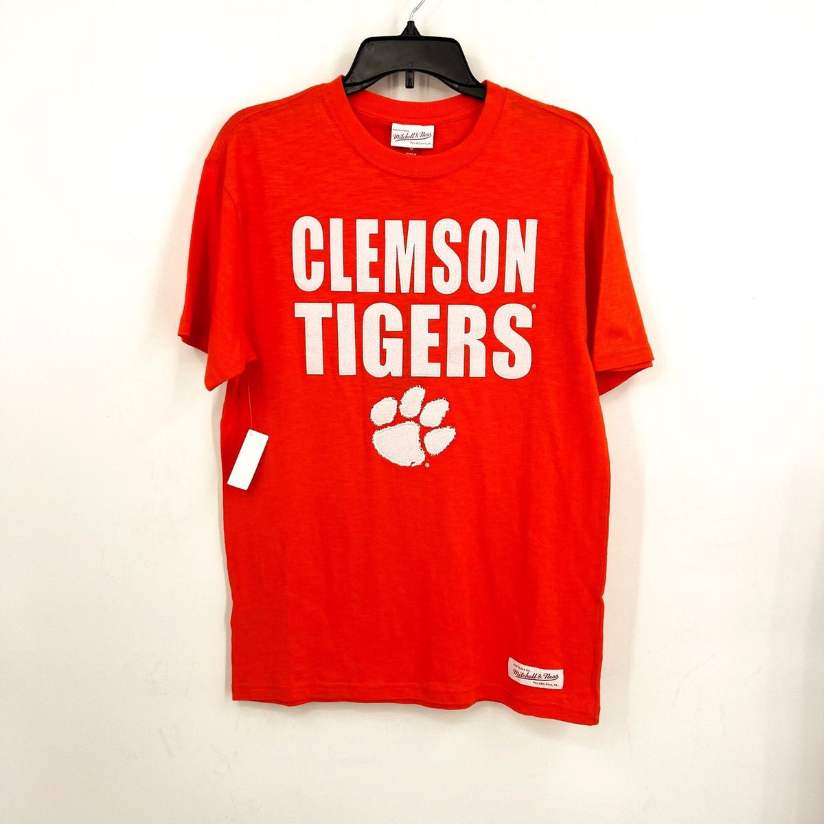 MITCHELL & NESS Mens NCAA Clemson Tigers Embroidered Tee Small Orange NWT