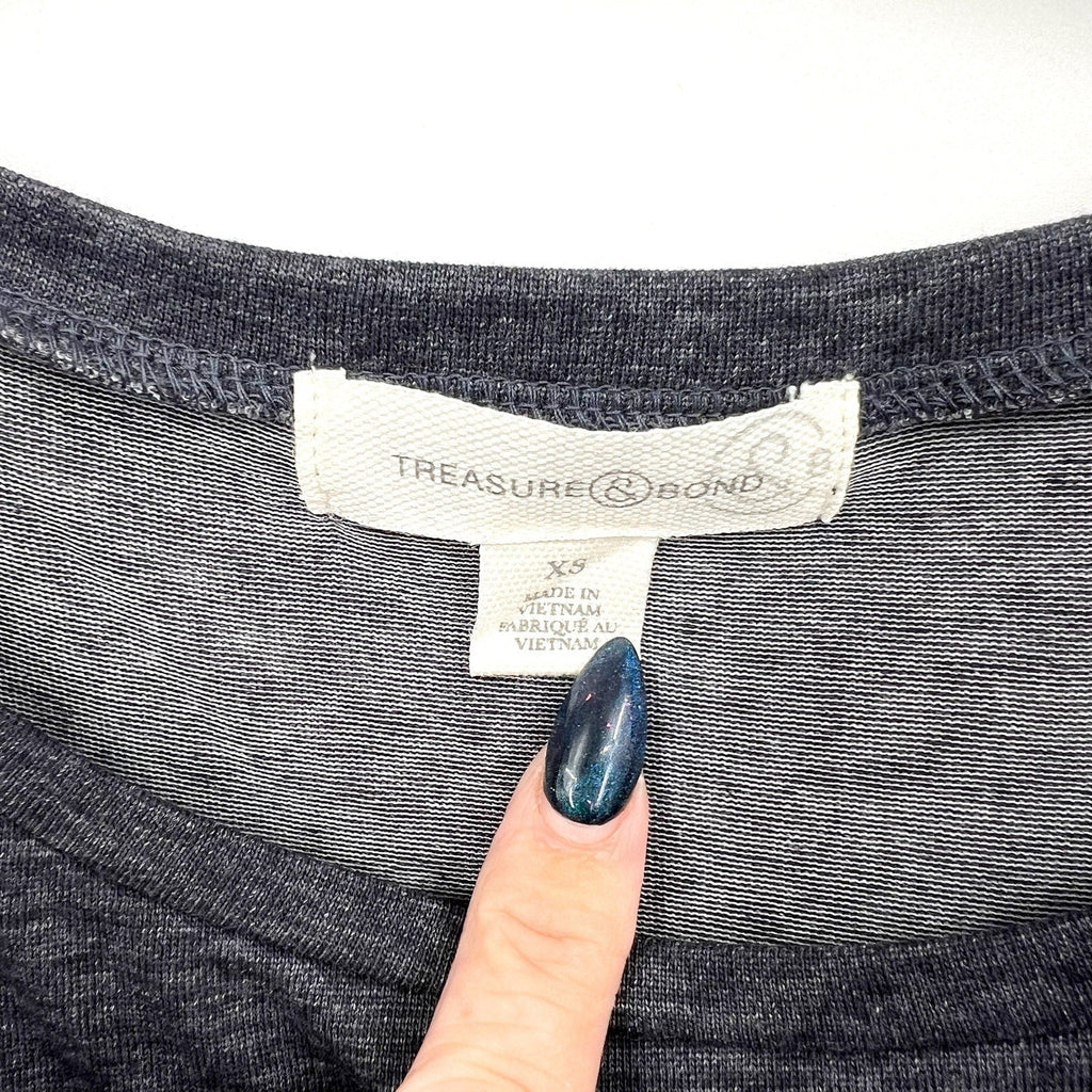 TREASURE & BOND Ruched Jersey Tank Dress XS Gray Blue Sleeveless NWT