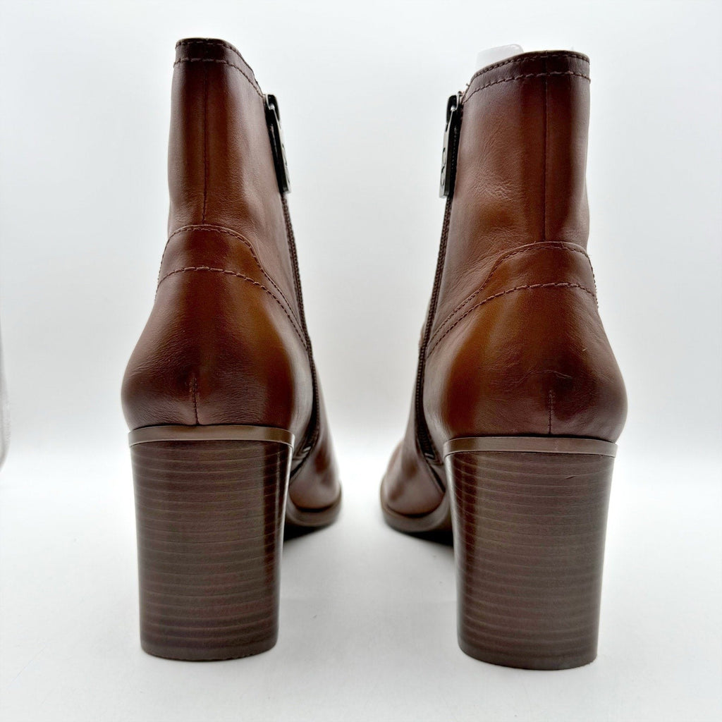 Naturalizer Kalina Ankle Bootie Size 7 Wide EU 37 Cider Spice Brown Leather NIB