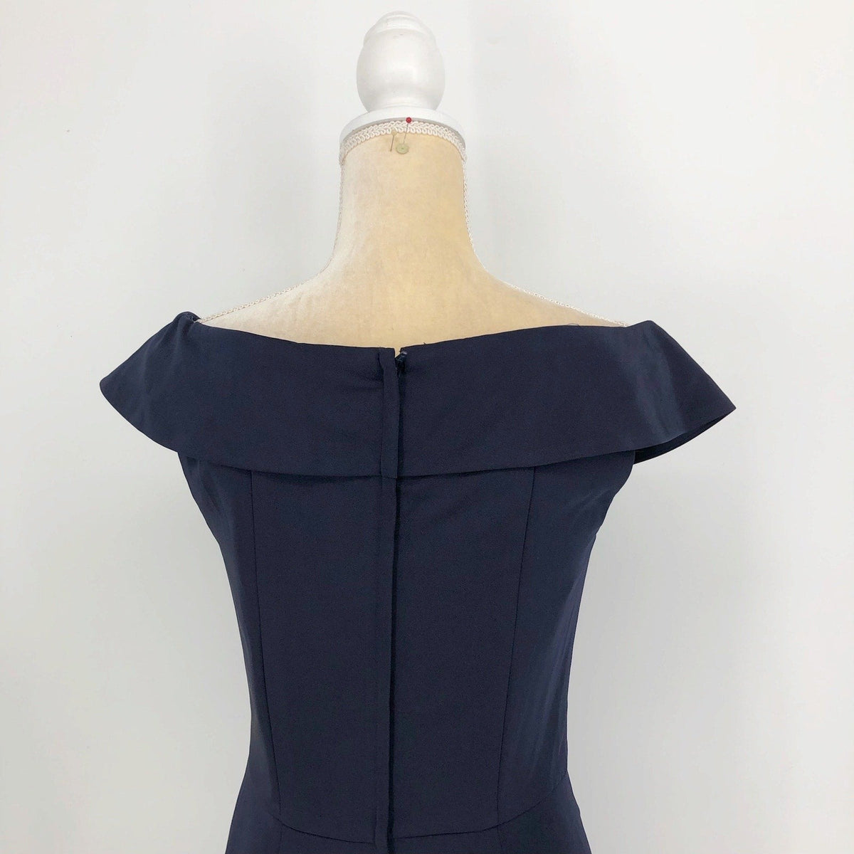 LA FEMME 25206 Jersey Column Gown 2 Navy Blue Off-the-Shoulder Ruched NWOT