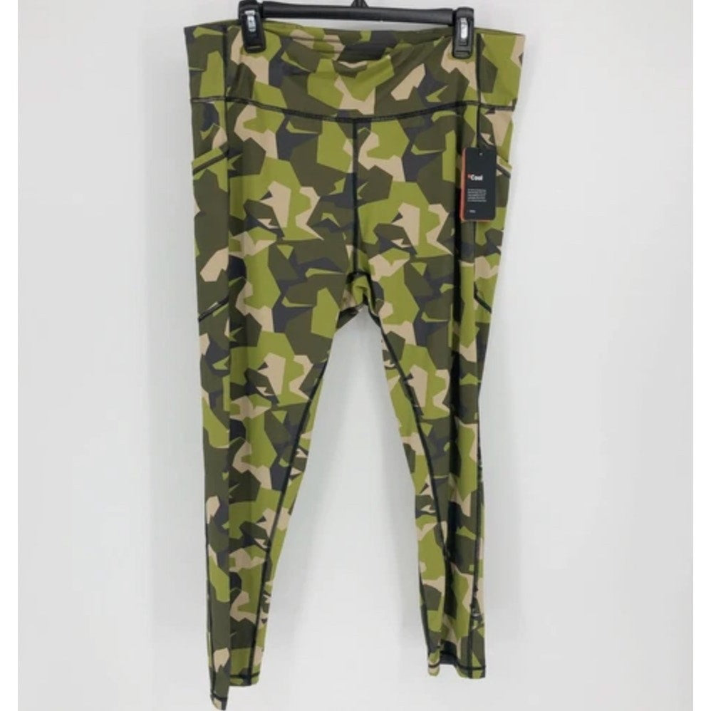 BASS OUTDOOR Womens Rover 7/8 Athletic Leggings Medium Green Camo High Waist NWT